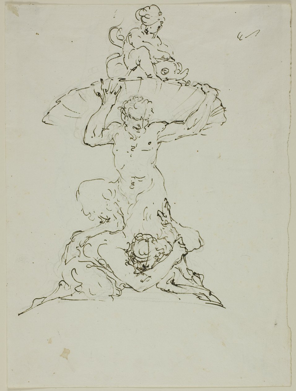 Fonte com Sátiro e Putto (frente); Punchinello (verso) de Unknown artist
