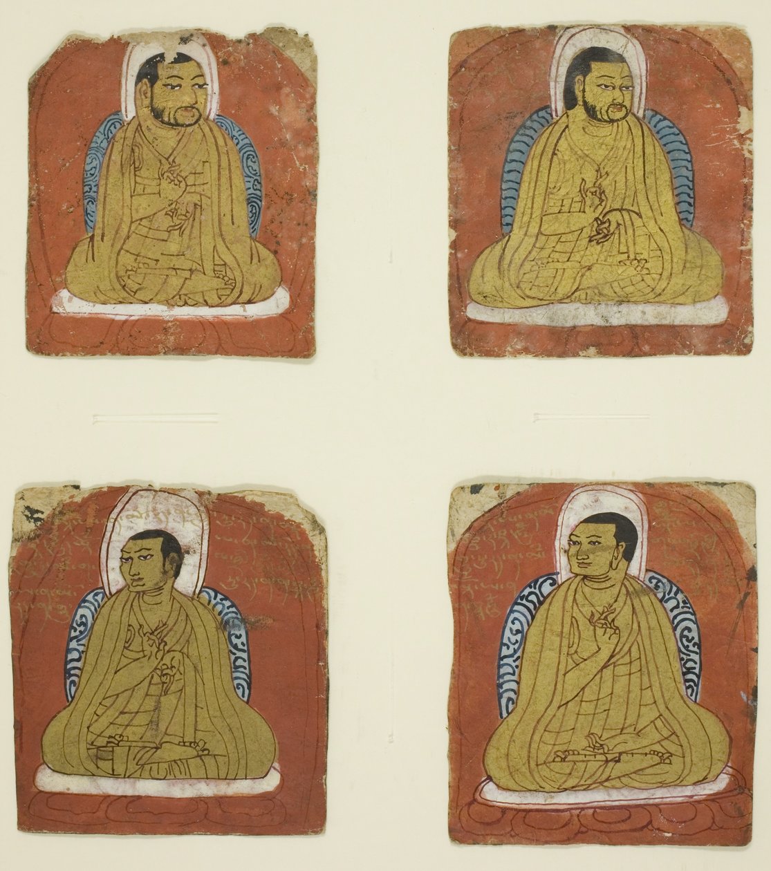 Quatro retratos em miniatura com inscrição de quatro Lamas de Unknown artist
