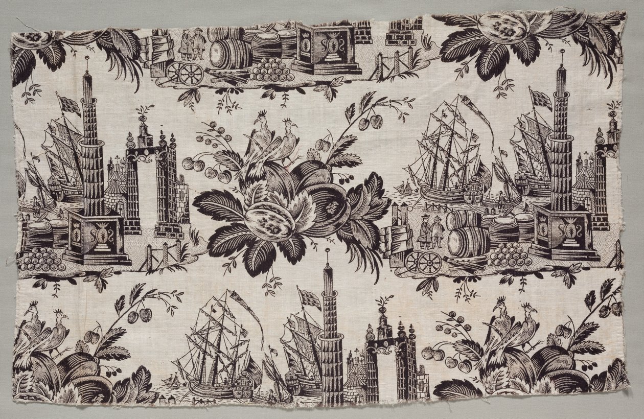 Fragmento de algodão estampado em xilogravura de Unknown artist
