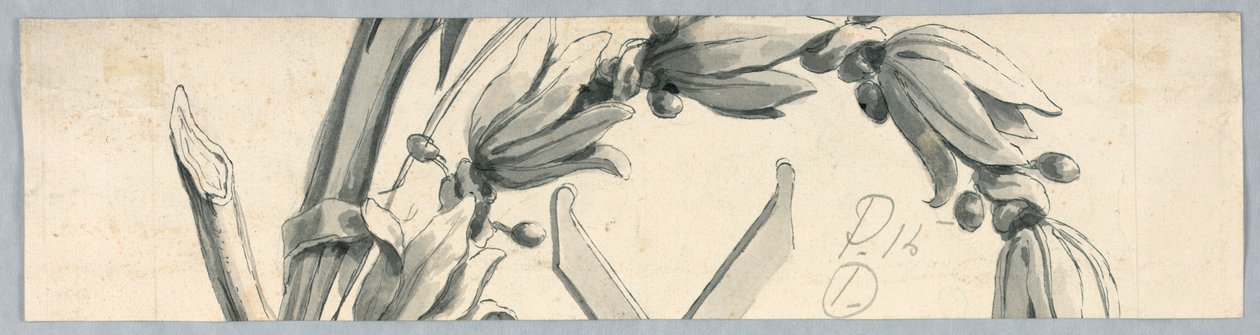 Fragmento de uma coroa de flores com monografia de Cristo de Unknown artist