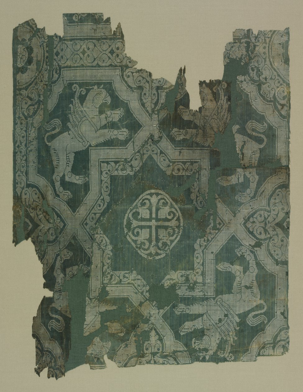 Fragmento com padrão de estrelas e grifos de Unknown artist