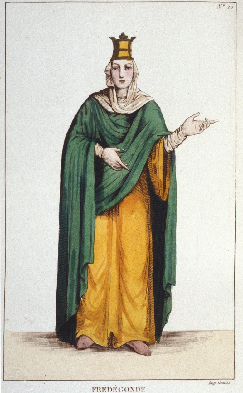 Frédegonde. Gravura da Rainha de Neústria (545-597) de 1830 de Unknown artist