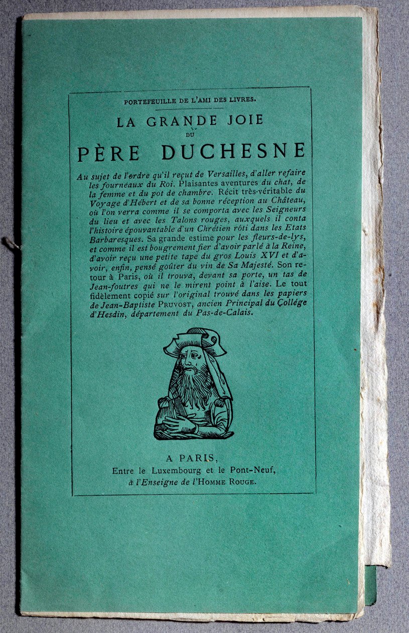 Revolução Francesa: capa da "La grande joie du Pere Duchesne" por volta de 1790. Coleção Particular de Unknown artist