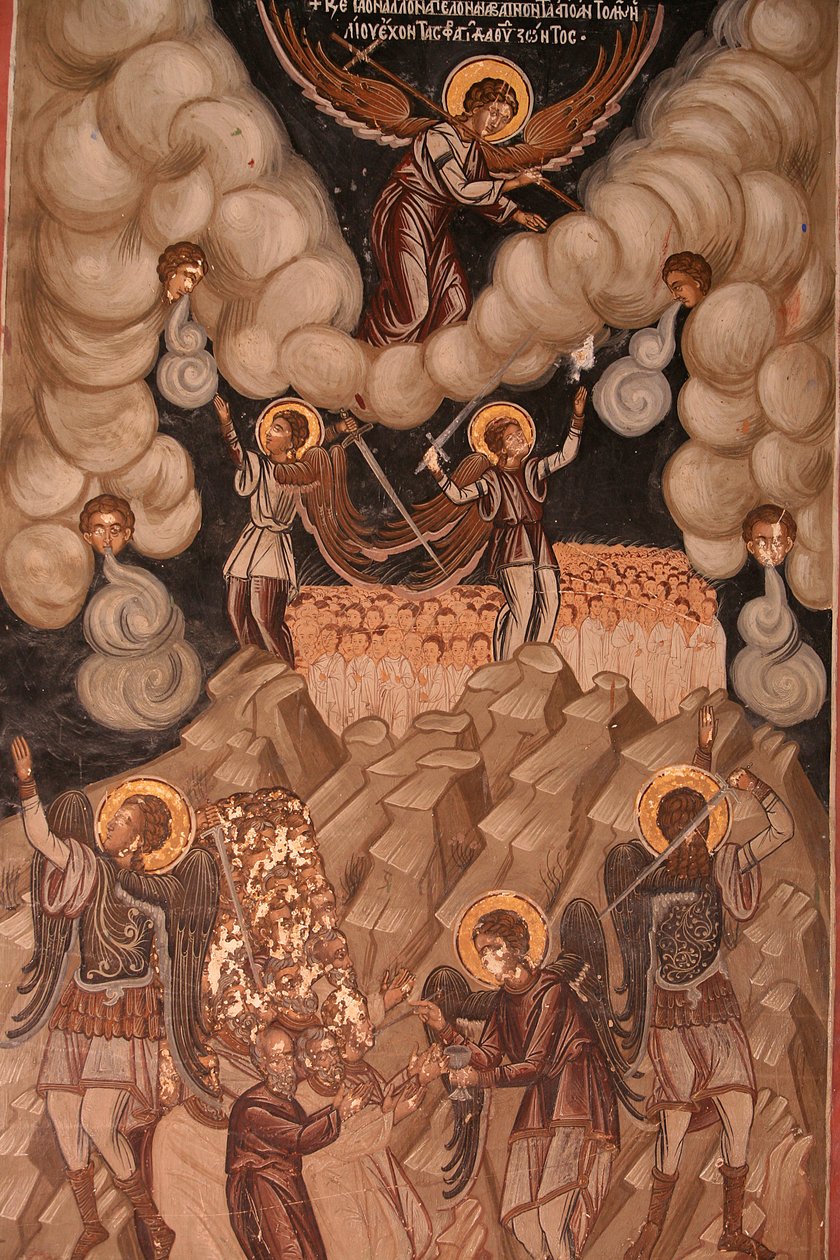 Fresco na igreja do mosteiro de Koutloumousiou, Monte Athos, Grécia, 2006 (foto) de Unknown artist