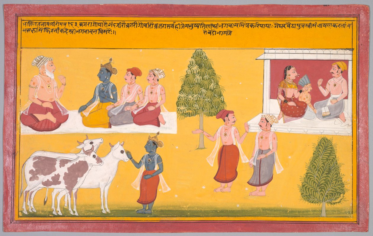 Amigos de Krishna, Fólio 163 de um Bhakti Ratnavali de Vishnu Puri de Unknown artist