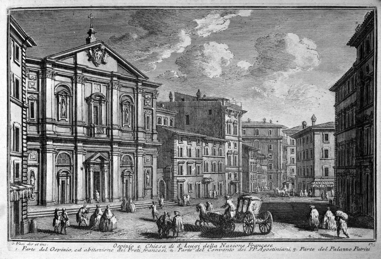 Da Igreja de São Luís (Saint Louis) dos franceses (Chiesa di San Luigi della nazione francese) a Roma. Final do século XVIII. de Unknown artist