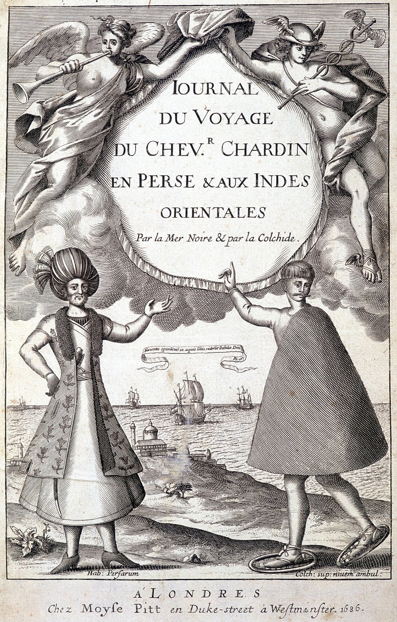 Frontispício do "Diário da Viagem do Cavaleiro Chardin, da Pérsia e das Índias Orientais, junto ao Mar Negro e ao Colchide". de Unknown artist
