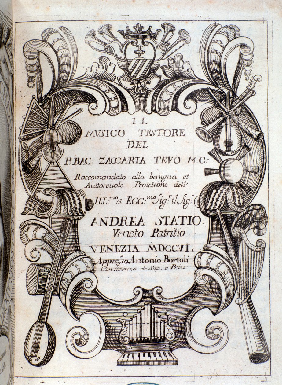 Frontispício de Il musico testore de Zaccaria Tevo de Unknown artist