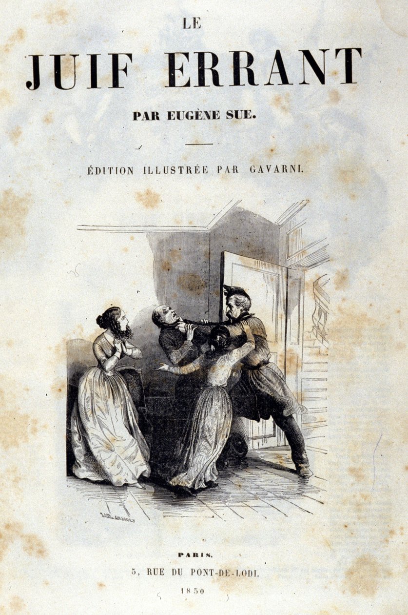 Frontispício do romance de Eugene Sue: O Judeu Errante de Unknown artist