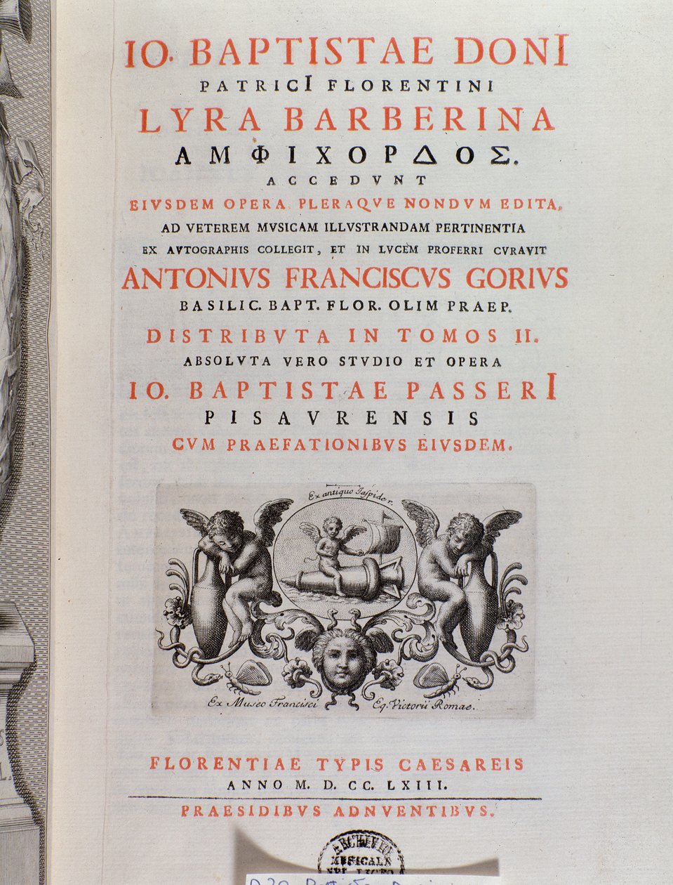 Frontispício de The Lyra Barberina (gravura de Unknown artist