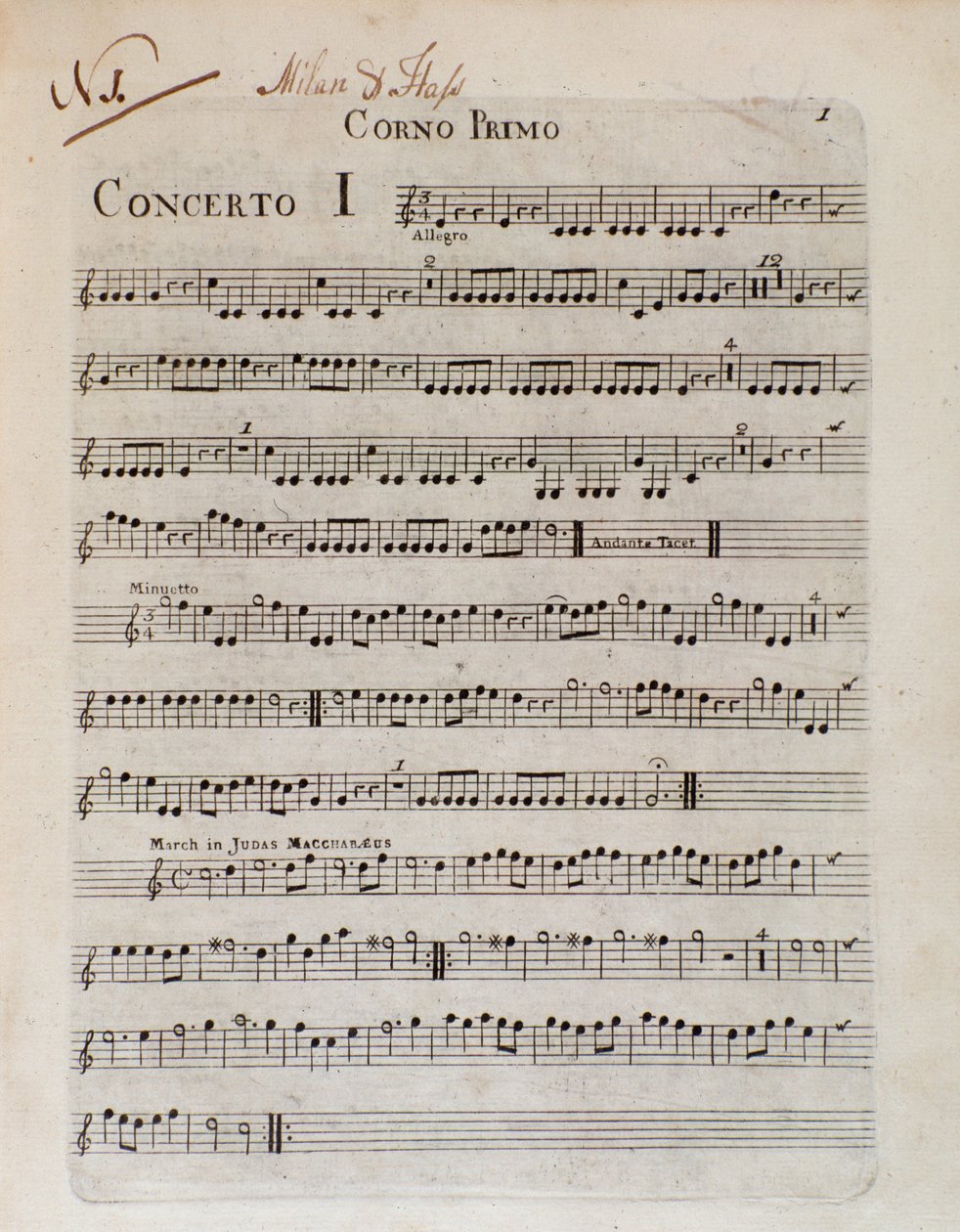 Frontispício de partitura de Seis concertos em 8 partes de G B Sammartini e J A Hasse de Unknown artist