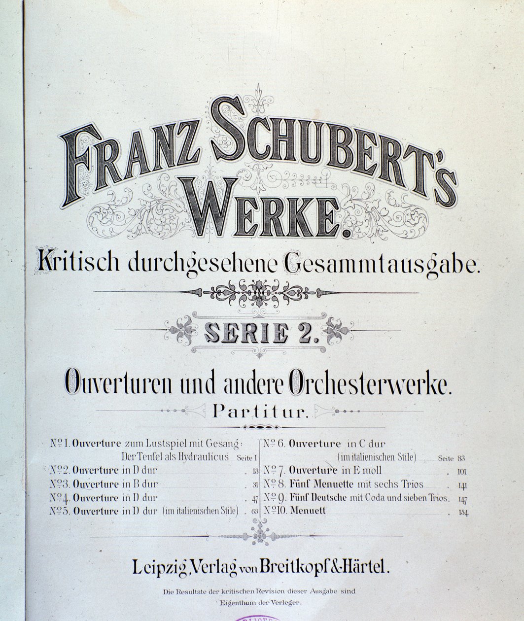 Frontispício de partitura de várias tomadas de posição de Franz Schubert de Unknown artist