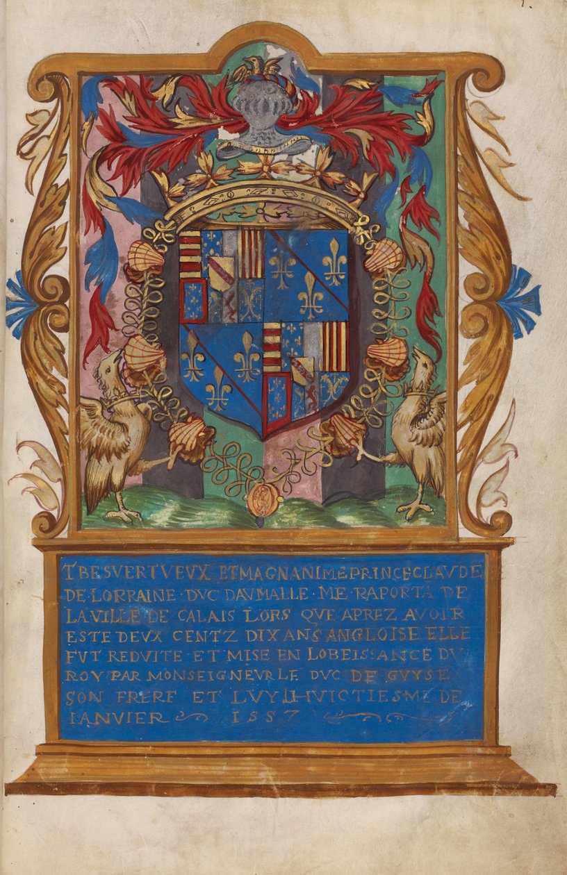 Frontispício com o brasão de armas de Claude de Lorraine, Duc d