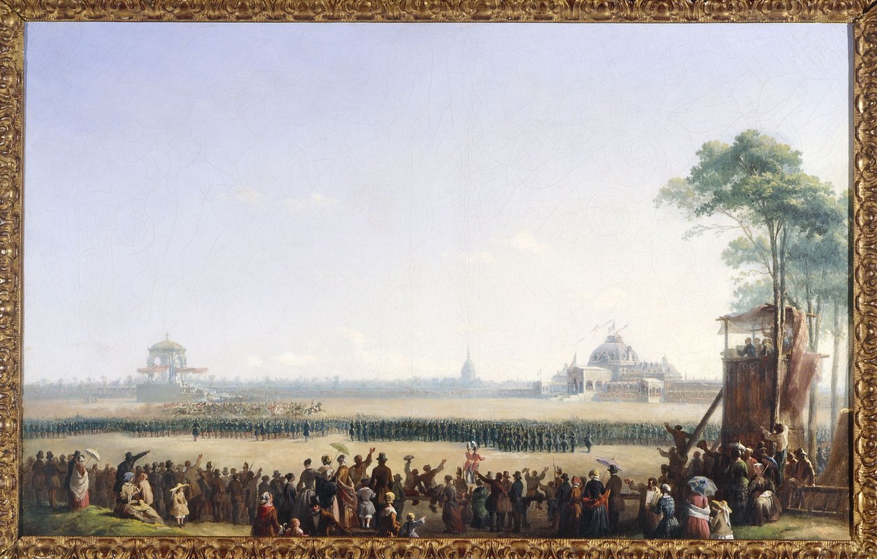 Celebração de 10 de maio de 1852 no Champ-de-Mars, distribuição de águias e bênção das bandeiras de Unknown artist