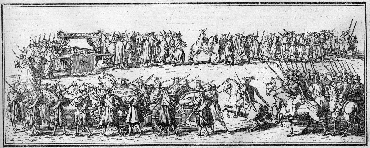 Funeral de um Papa no século XVIII: a caravana funerária. de Unknown artist