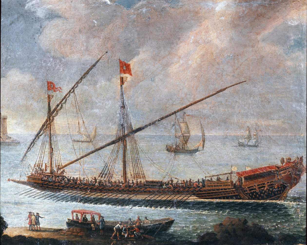 Galley deixando o porto de Génova (pintura de Unknown artist