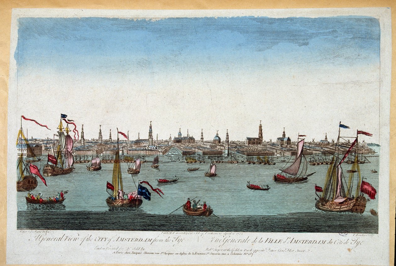 Vista geral de Amesterdão tirada do mar do século XVIII (gravura) de Unknown artist