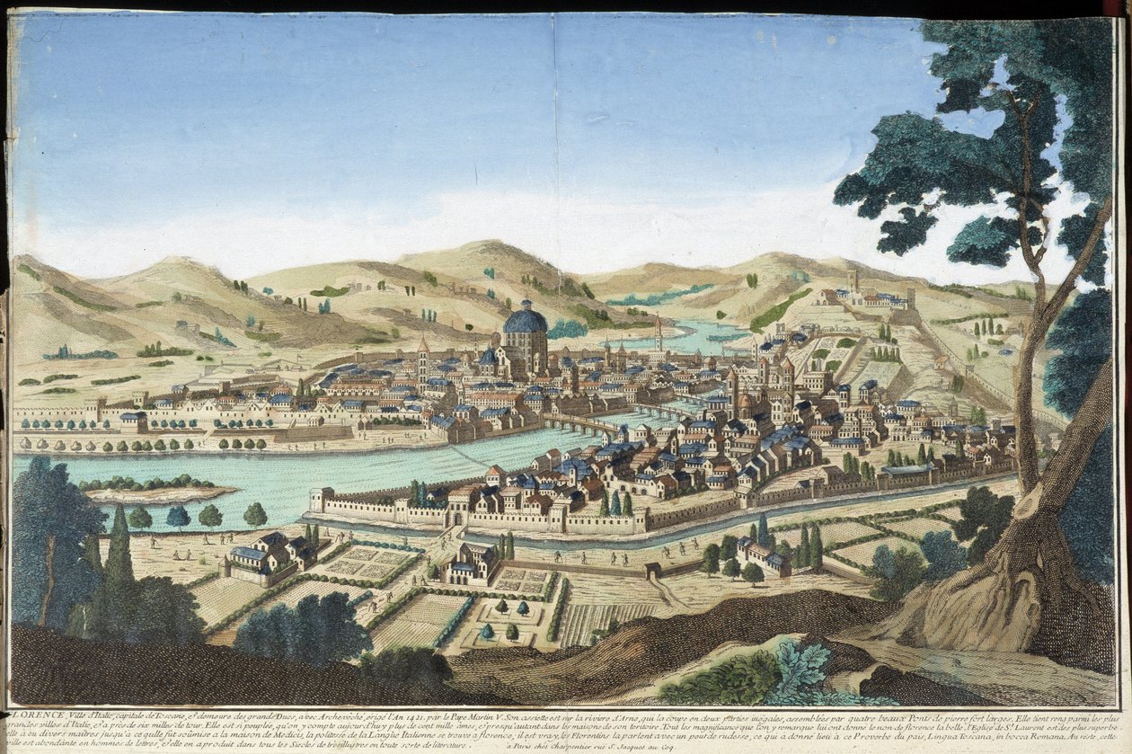 Vista geral de Florença - gravura de Unknown artist