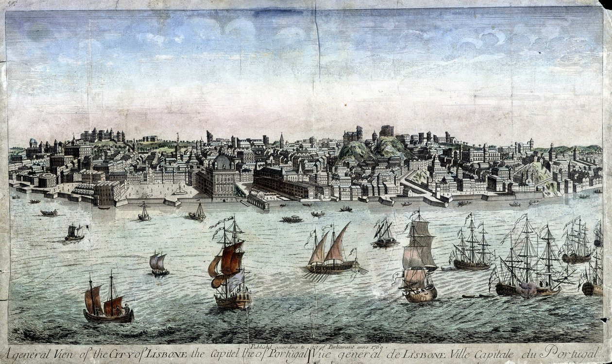 Vista geral de Lisboa, Capital de Portugal - gravura de Unknown artist