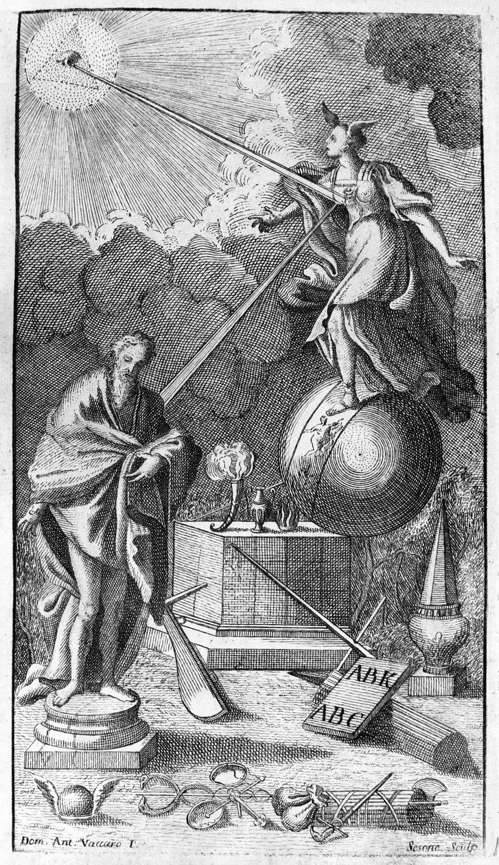 Giambattista Vico. Também chamado Giovanni, Gian Battista, Jean Baptiste ou Jean-Baptiste. Antiporta (Falso título) de "La Scienza Nuova", Nápoles 1744. de Unknown artist