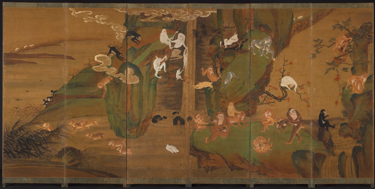 Gibões em uma paisagem de Unknown artist