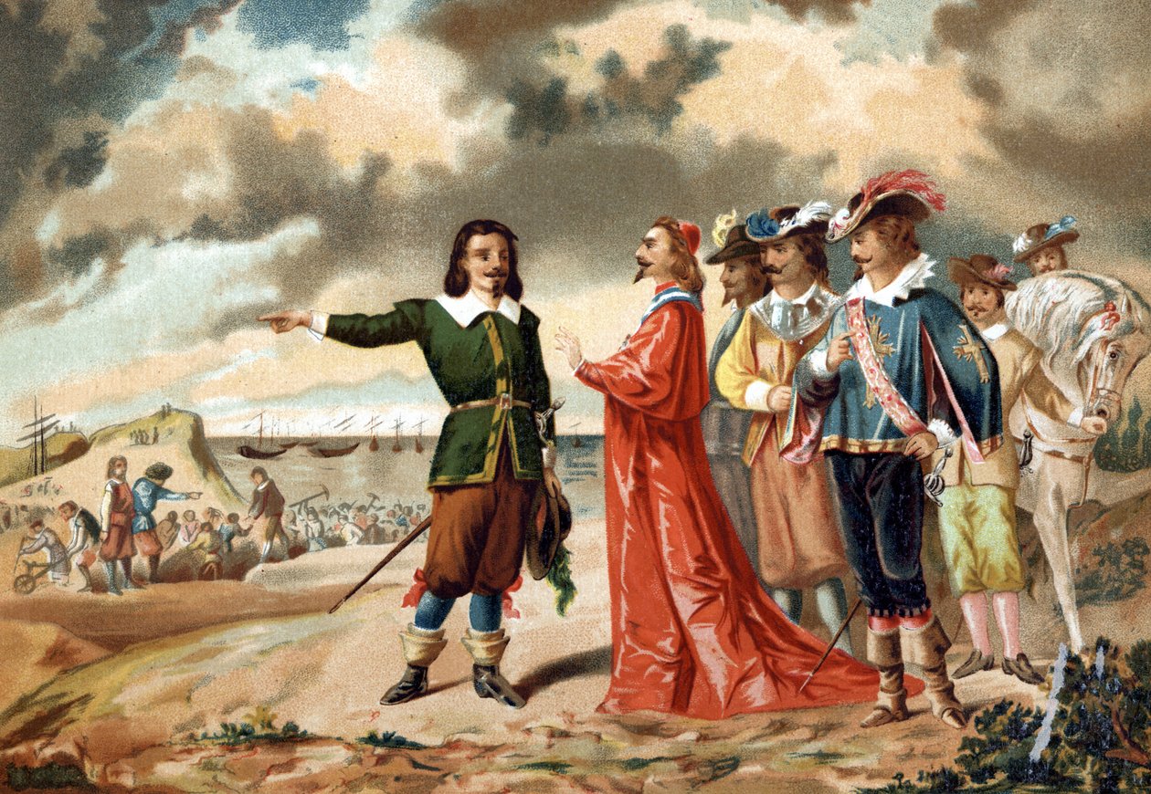 Girard DESARGUES matemático francês (1591-1661) na sede de La Rochelle com Richelieu em 1627. de Unknown artist