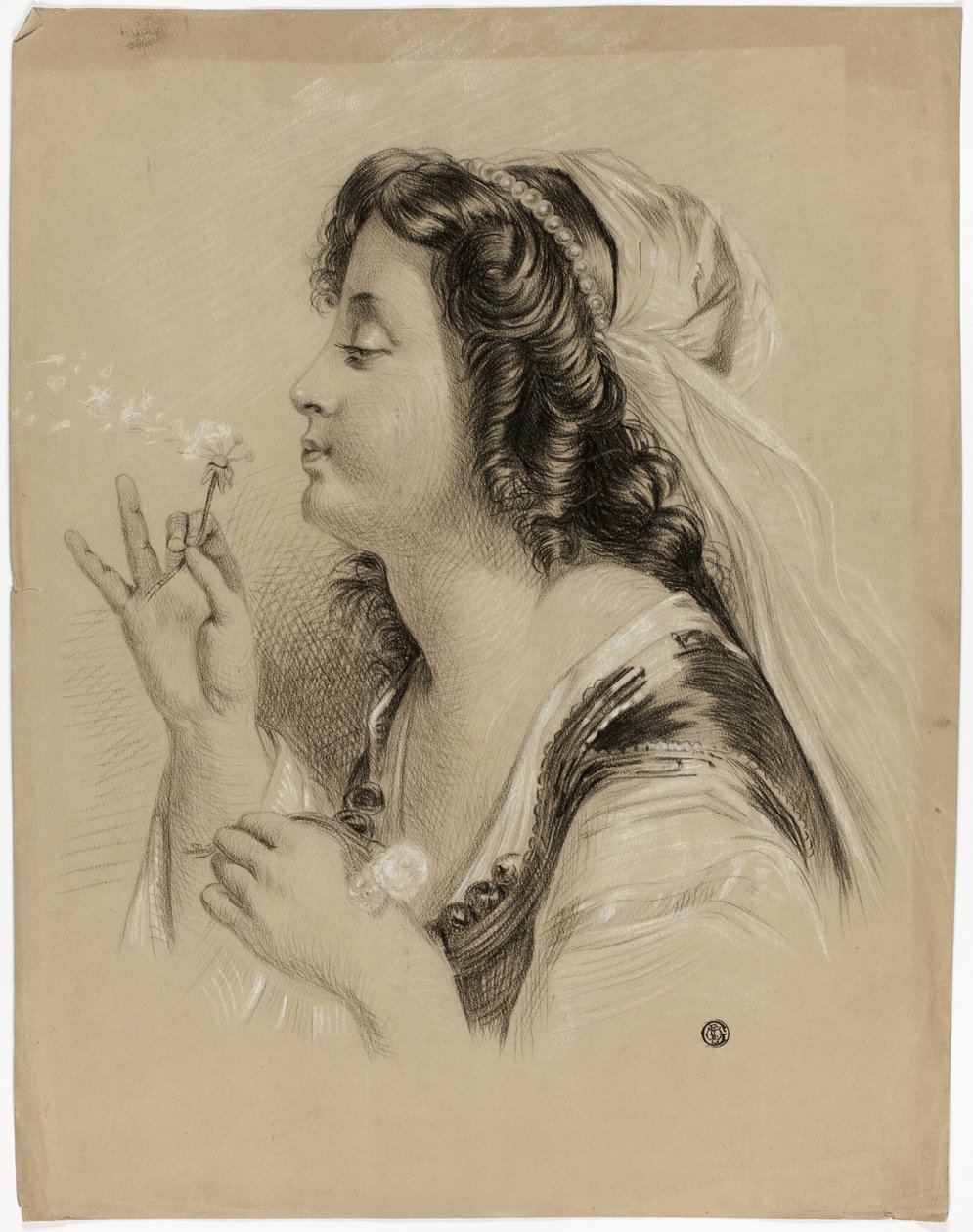 Rapariga a soprar um dente-de-leão (anverso); cabeça de rapariga de perfil (verso) de Unknown artist