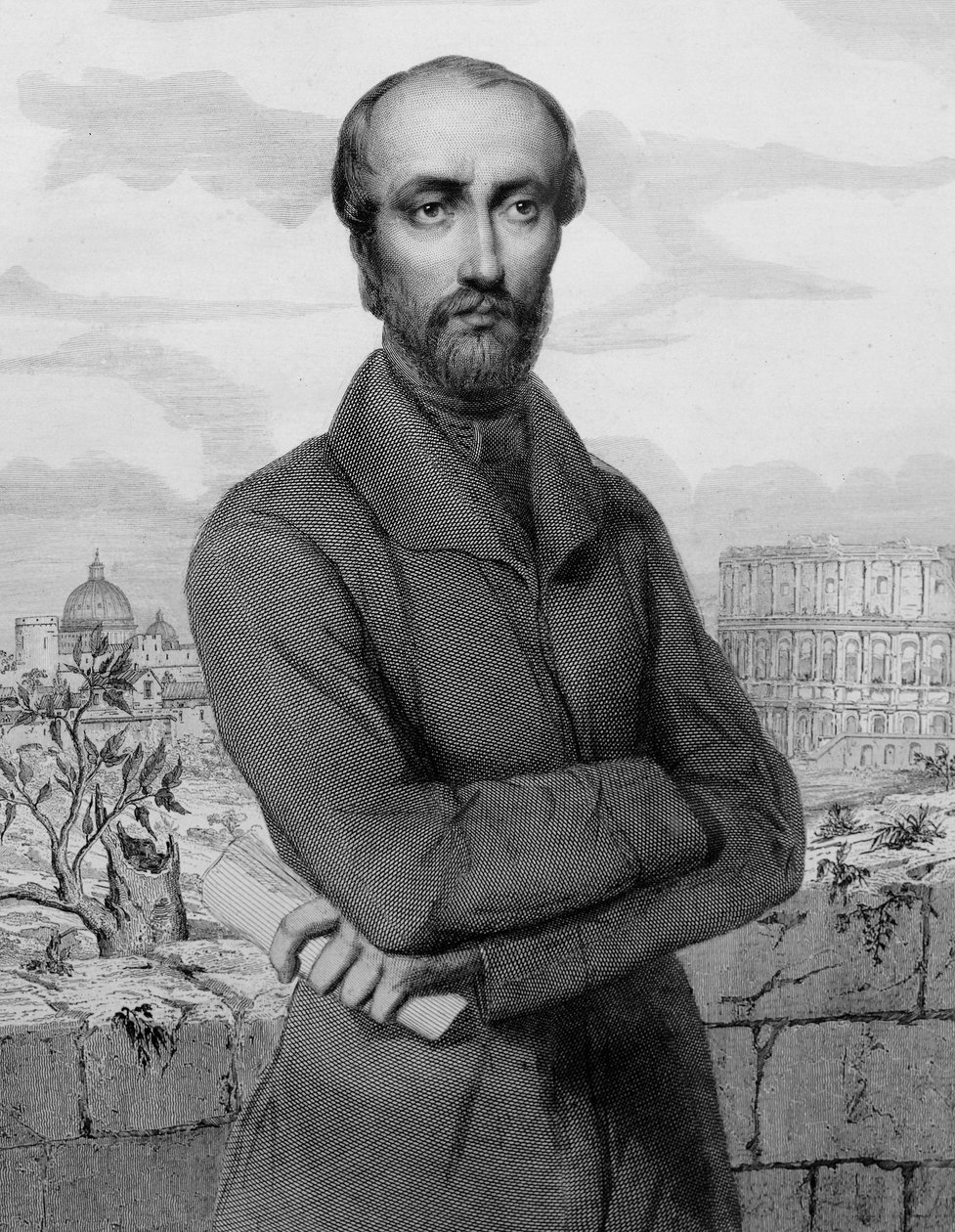Giuseppe Mazzini, patriota e político italiano - 1864 - Retrato do político republicano italiano Giuseppe Mazzini (1805-1872) de Unknown artist