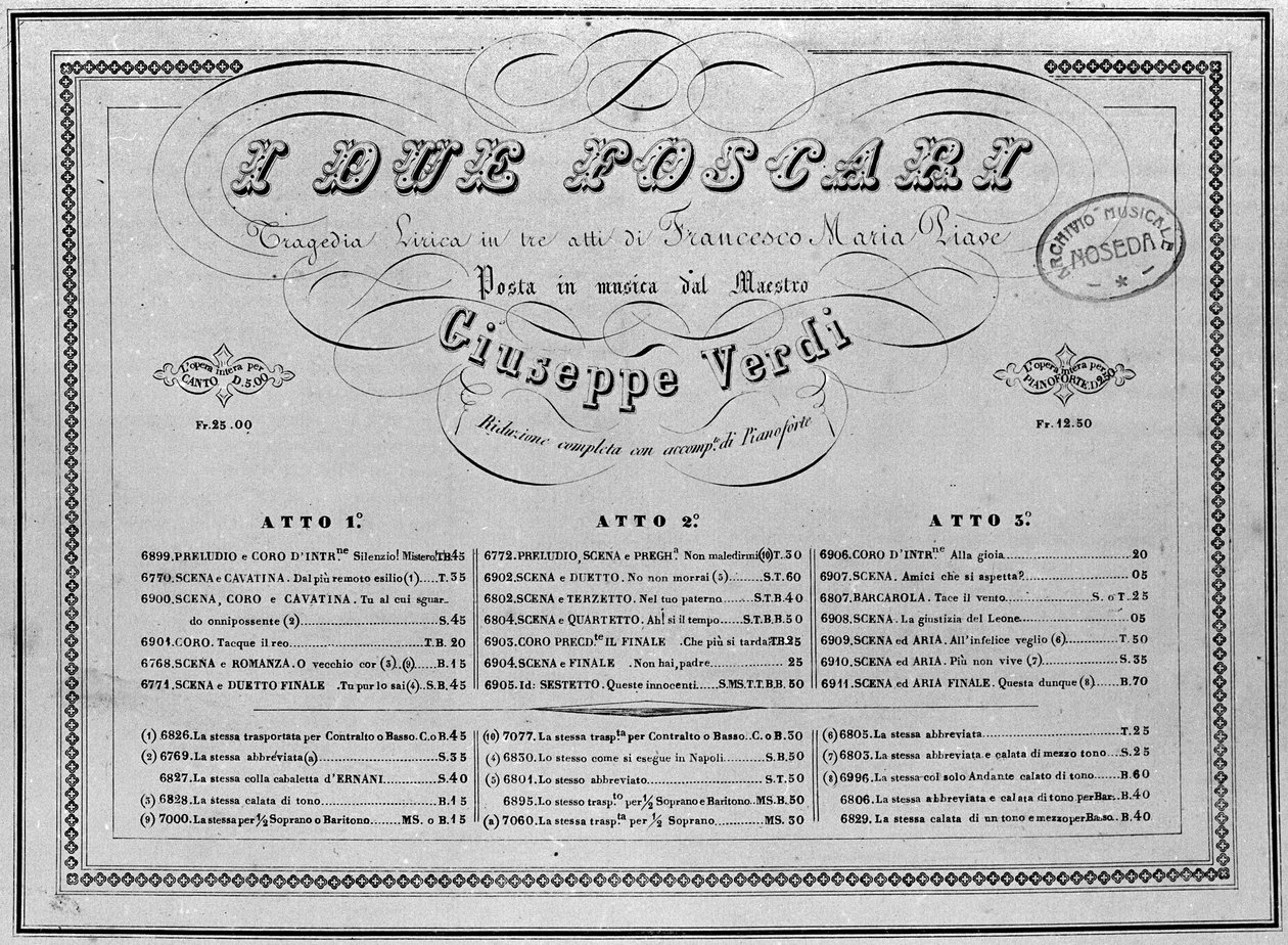 Giuseppe Verdi: partituras para piano da ópera 