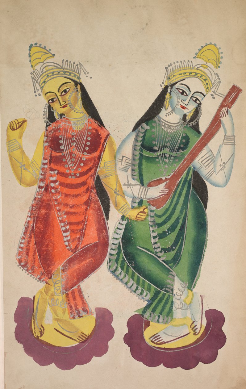 Deusas Lakshmi e Sarasvati (verso) de Unknown artist