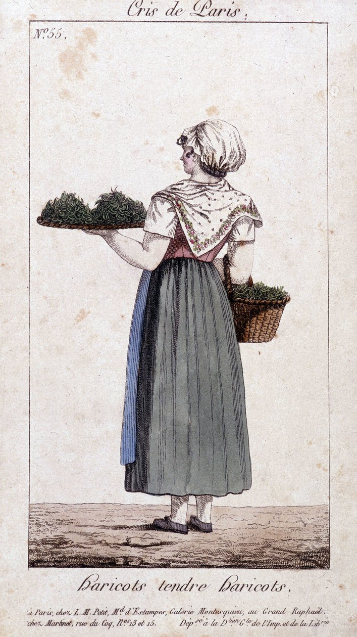 Comerciante de feijão verde - em "Cris de Paris", deb. Século XIX de Unknown artist