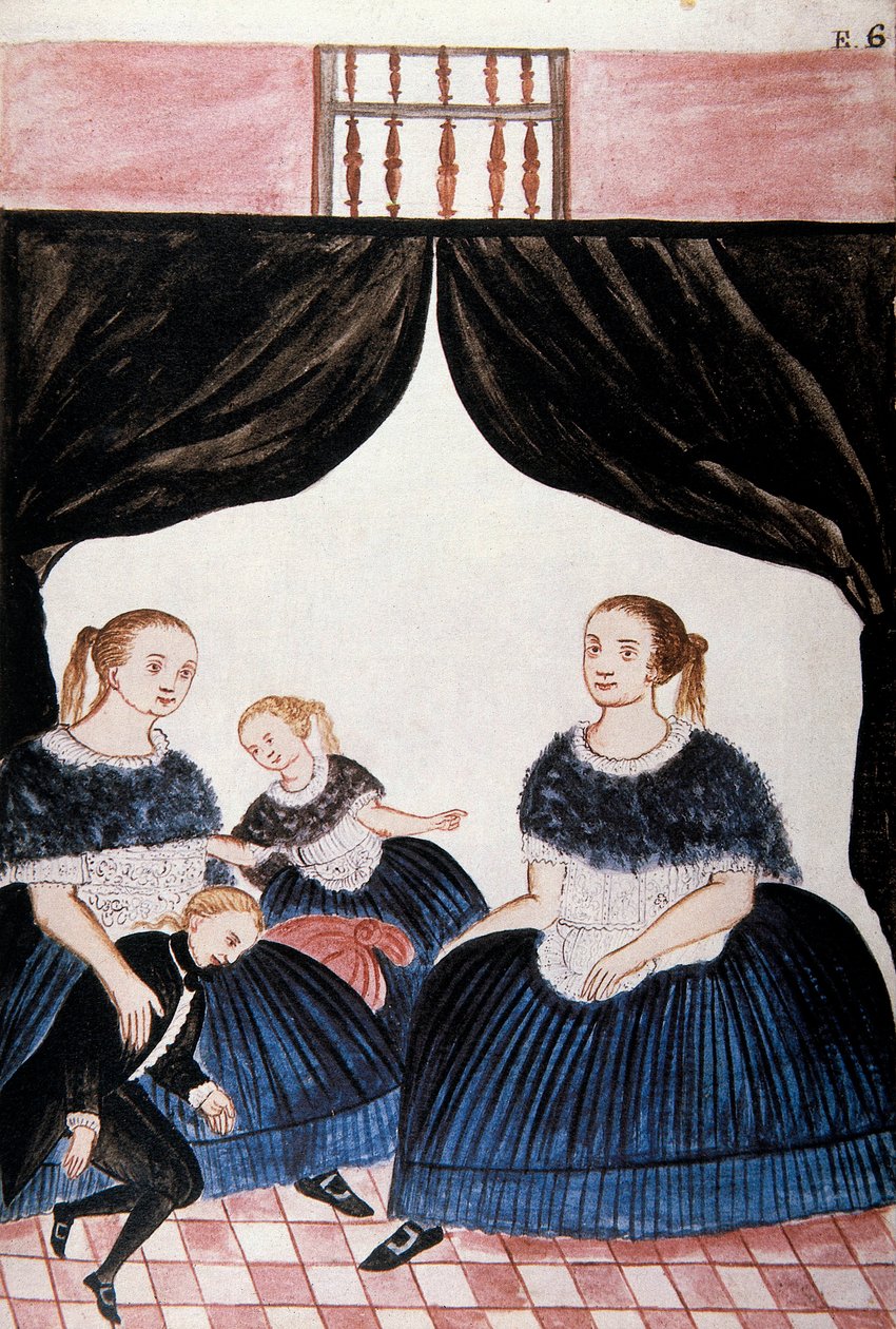Grupo de Mulheres em Luto, do livro "Trujillo del Peru" ou "Códice Martínez Compañón", de Baltazar Martinez Compañón y Bujanda, bispo de Trujillo (1782-1785) de Unknown artist