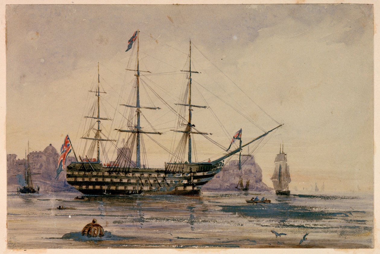 HMS Victory Porto de Portsmouth, 24 de outubro de 1858 de Unknown artist