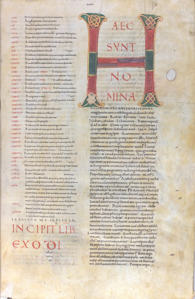 Haec sunt nomina: Inicial do Livro do Êxodo, século XI (miniatura, manuscrito membranoso) de Unknown artist
