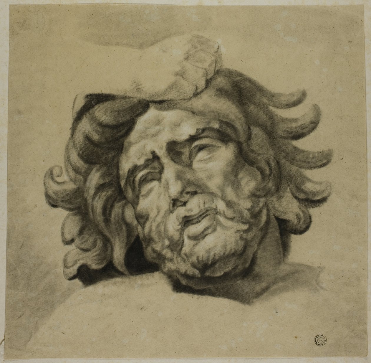 Mão de Centauro agarrando a cabeça de Lapith (segundo um dos Metopes do Parthenon, Museu Britânico) de Unknown artist