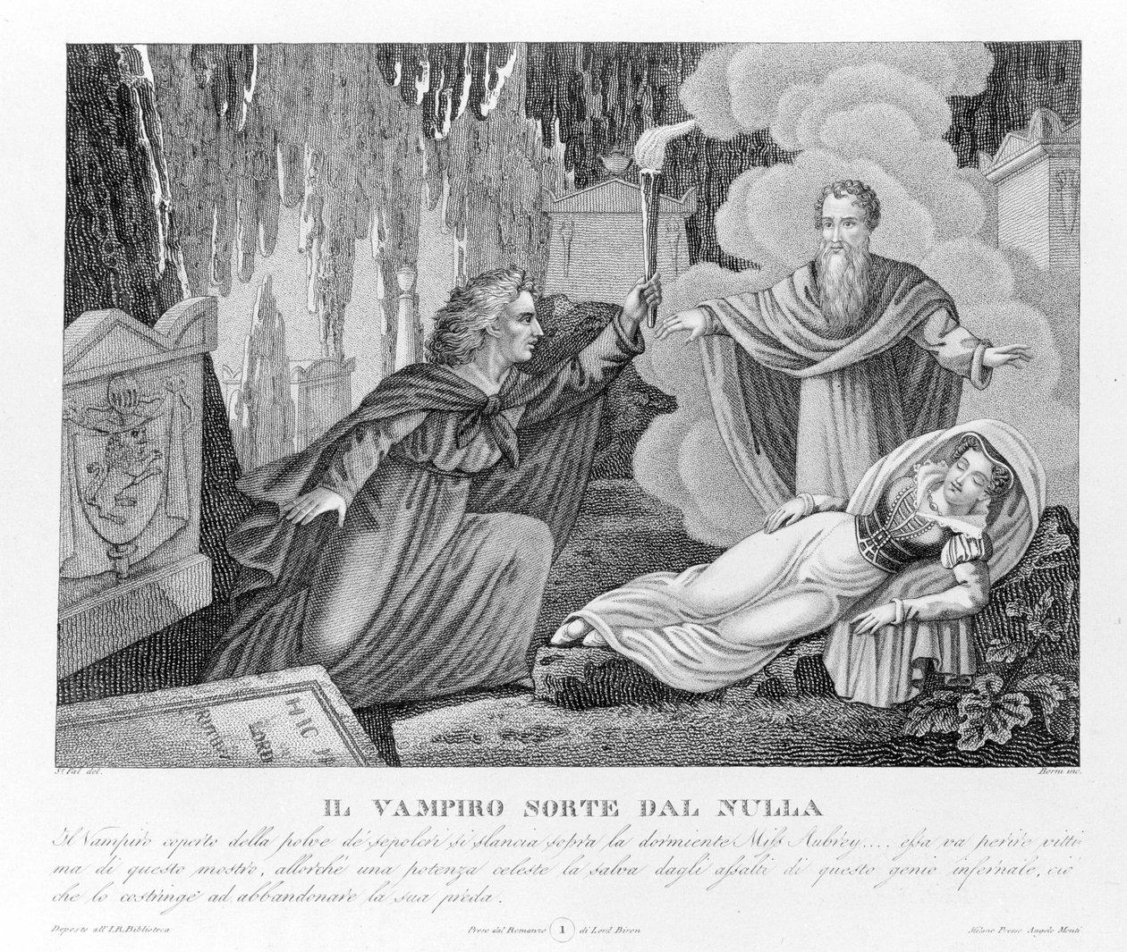 Vingança celestial - de acordo com o novo "O Vampiro" atribuído primeiro a Lord Byron (1788-1824), poeta inglês. depois ao seu secretário Polidori. 1816. de Unknown artist