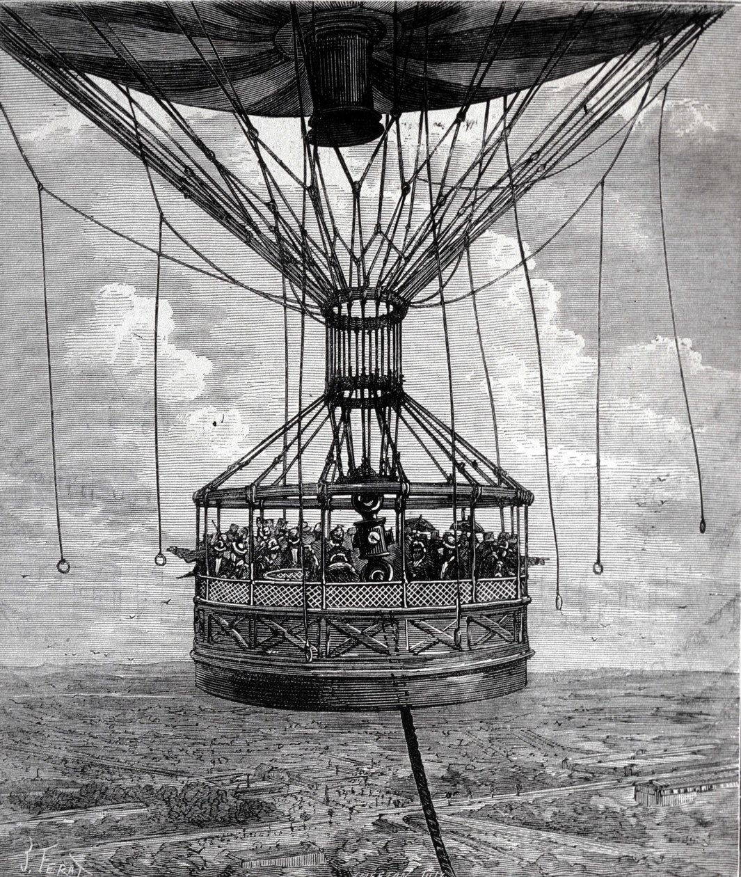 O balão cativo de Henry Giffard em 1878. de Unknown artist