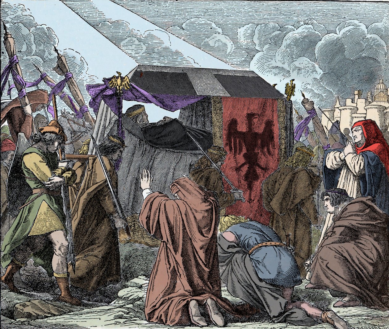 O funeral de Henrique VII de Luxemburgo (ca. 1275-1313), Imperador dos Romanos - de Unknown artist