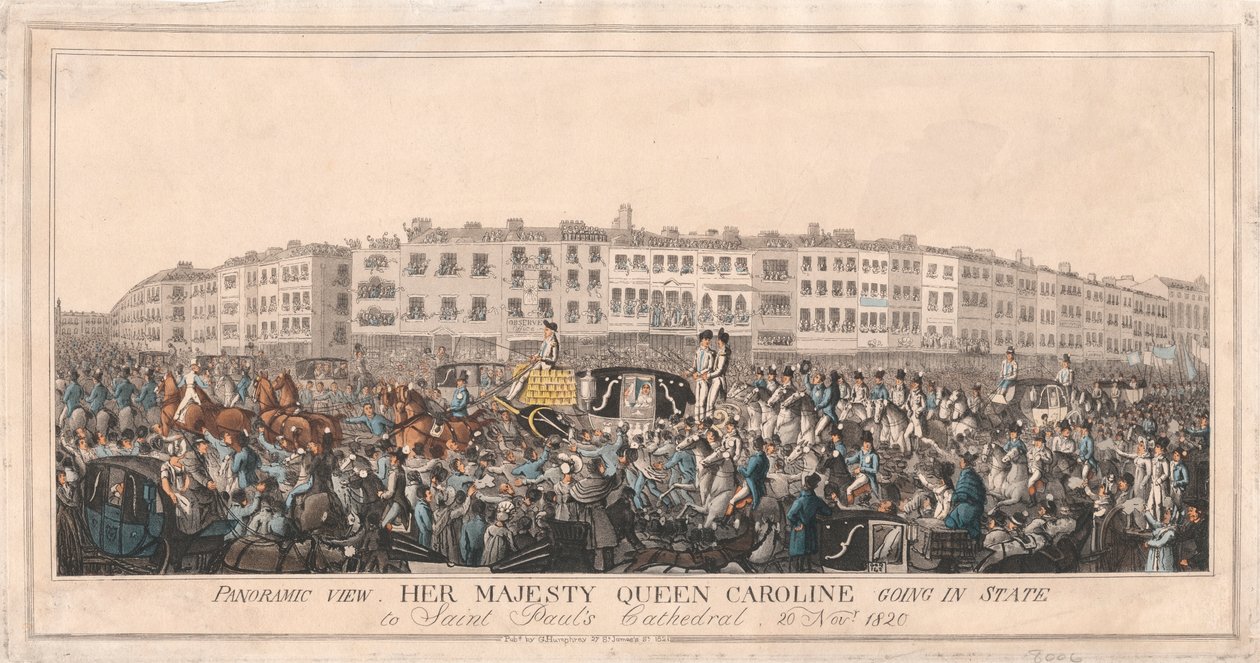 Sua Majestade, a Rainha Carolina, vai de Estado à Catedral de St. Paul, 20 de Novembro de 1820 de Unknown artist