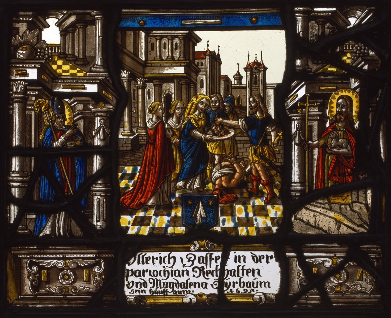 Painel heráldico com a decapitação de São João Batista de Unknown artist