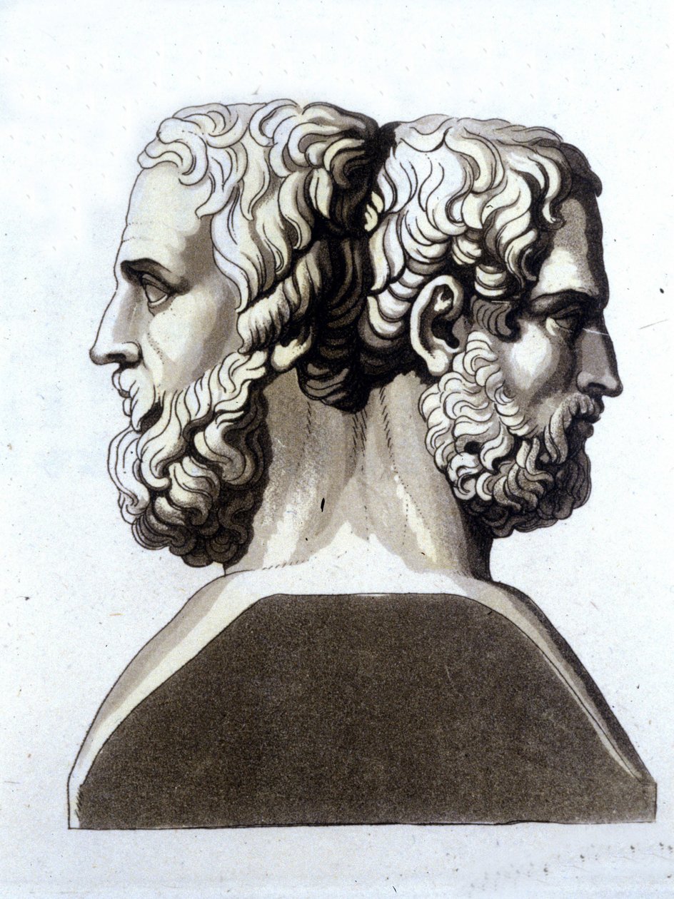 Heródoto (484 AC - 425 AC), historiador grego e Tucicida (Tucídides) (ca. 465 AD 395 AC), historiador grego. de Unknown artist