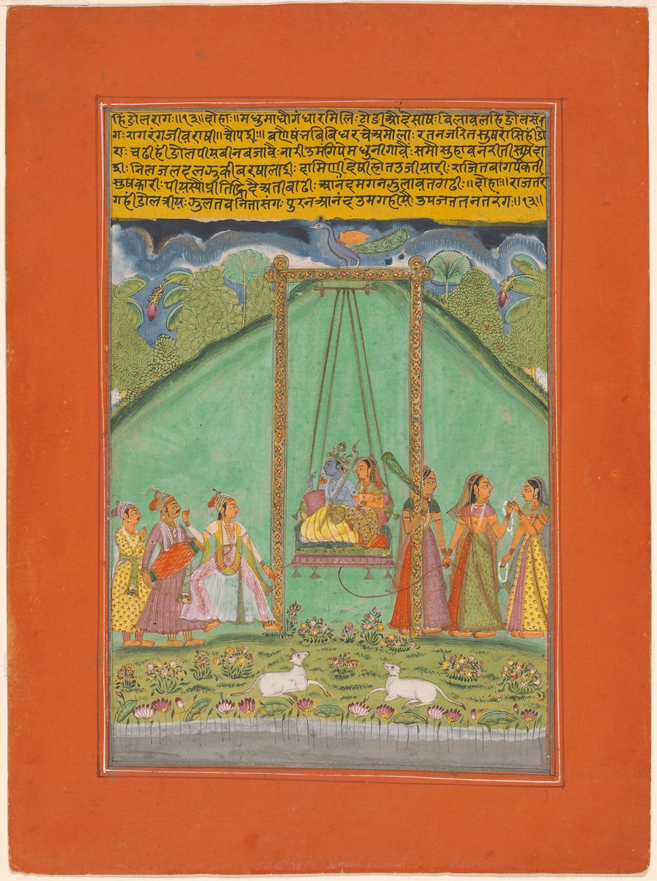 Hindol Raga, página de uma Guirlanda de Ragas Musicais (Ragamala) Set de Unknown artist