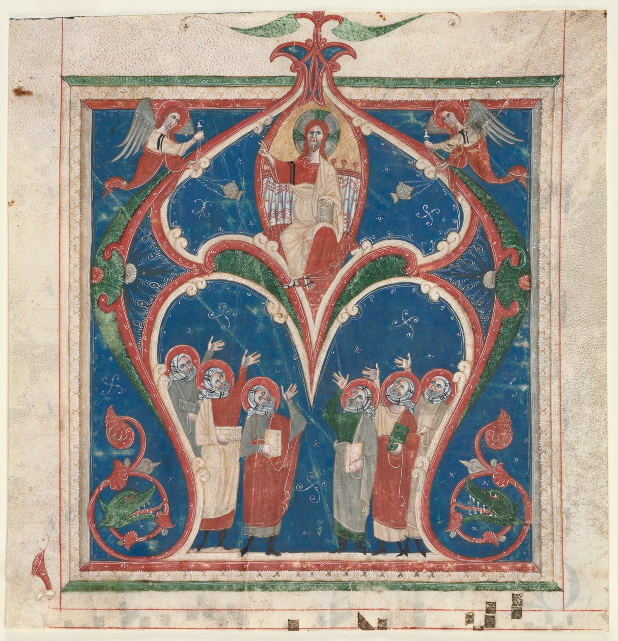 Inicial Historiada (A) Extirpada de um Antifonário: Cristo em Majestade com Profetas de Unknown artist