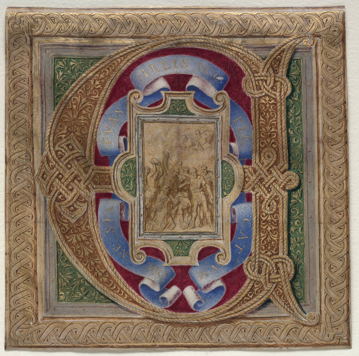 Inicial Historiada (E) Extirpado do Missal Colonna: O Martírio de Santo Estêvão de Unknown artist