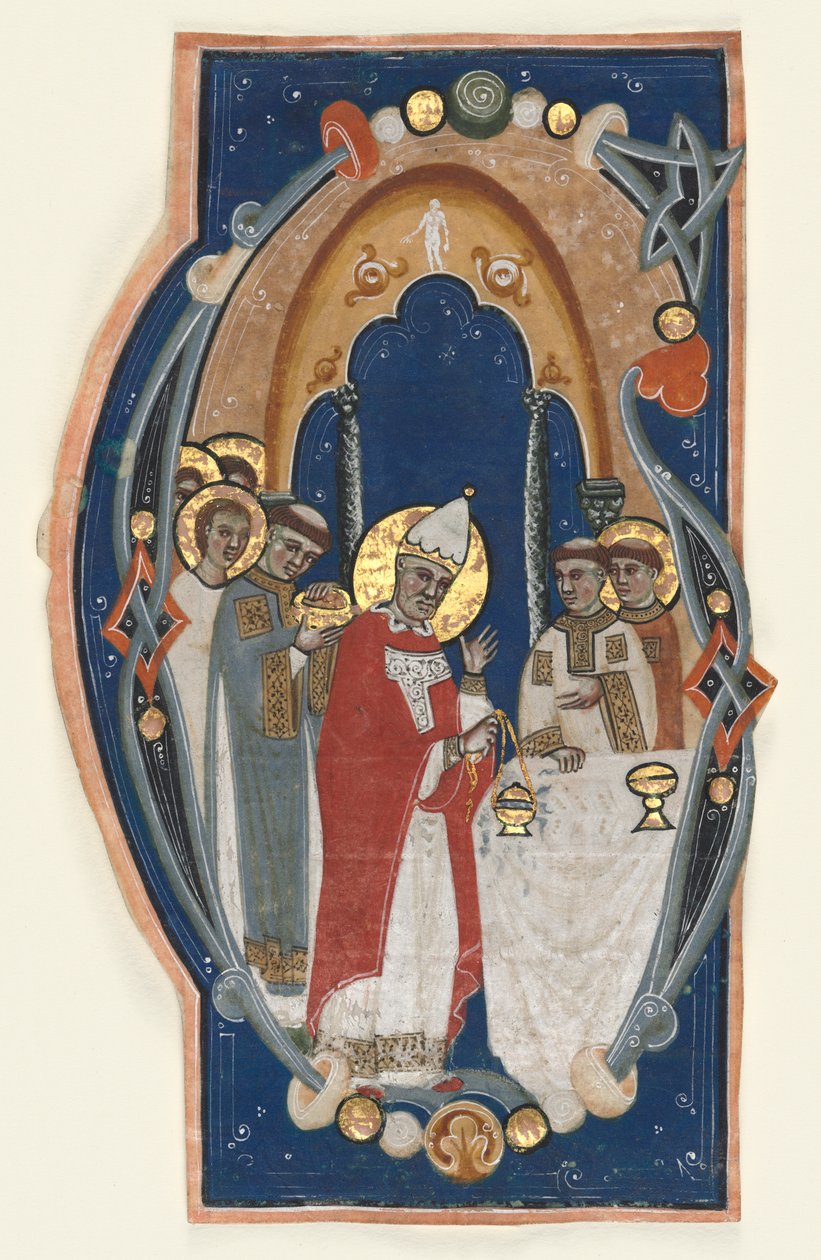Inicial Historiada (G) Extirpada de um Livro de Coro: São Gregório, o Grande, Celebrando Missa de Unknown artist