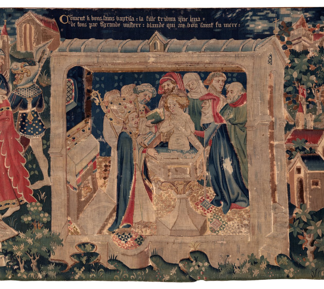 História de São Piat e Santa Eleutério, Cena 13: Baptismo de Blanda (Como os bons santos baptizaram a menina tribuna que foi ressuscitada do túmulo por um grande mistério: Blande que para o bom santo era mãe). de Unknown artist