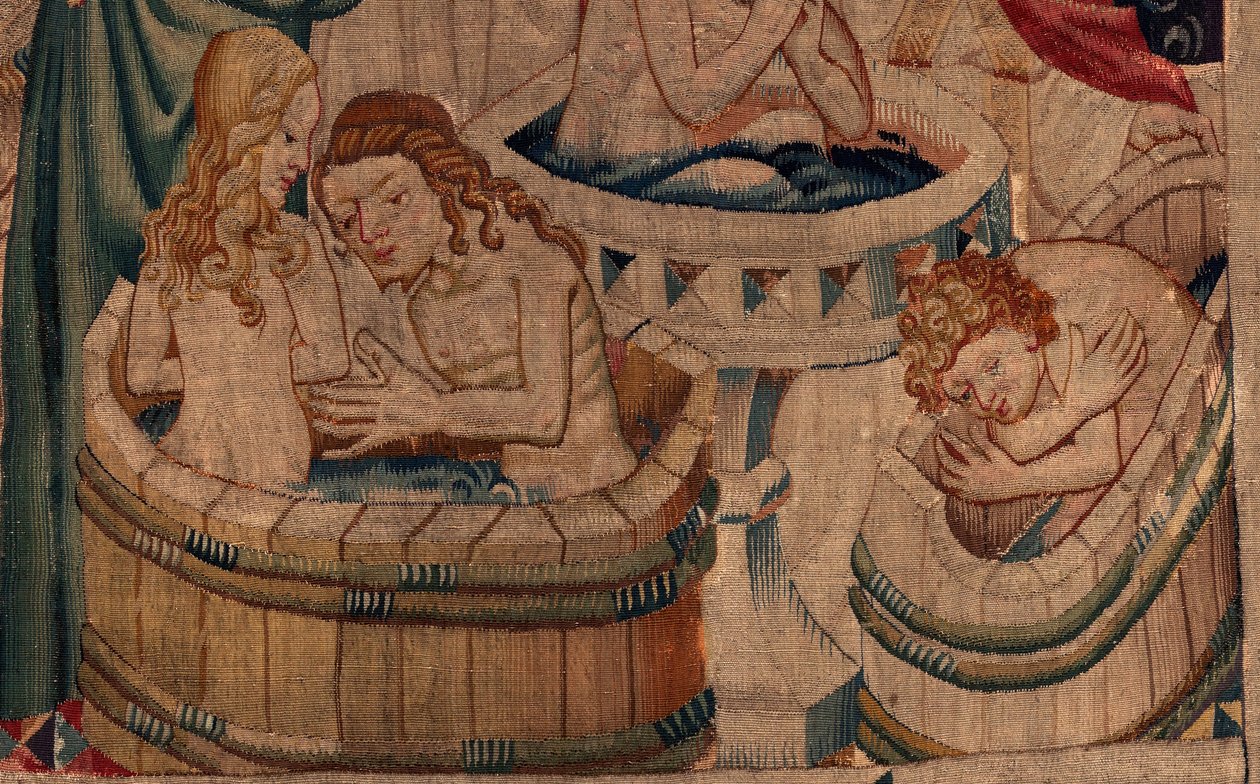 História de Saint Piat e Saint Eleuthère, Batismo Cena 7 dos exilados críticos, Detalhe. O batismo. de Unknown artist