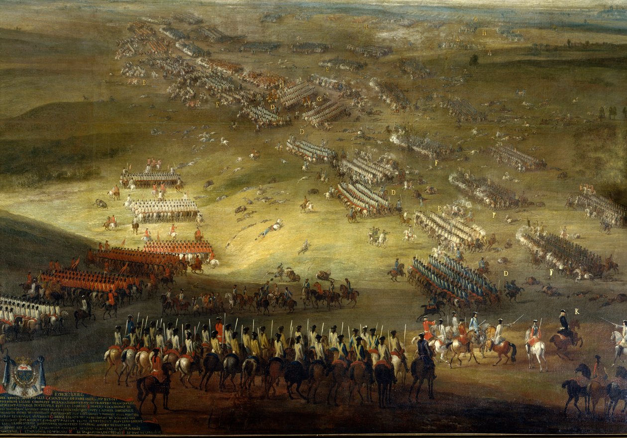 Guerra da Holanda: Batalha de Kokesberg (1677) também chamada Kochersberg (na Alsácia) Pintura anônima de 1677. Chateau De Vaux Le Viscount. de Unknown artist
