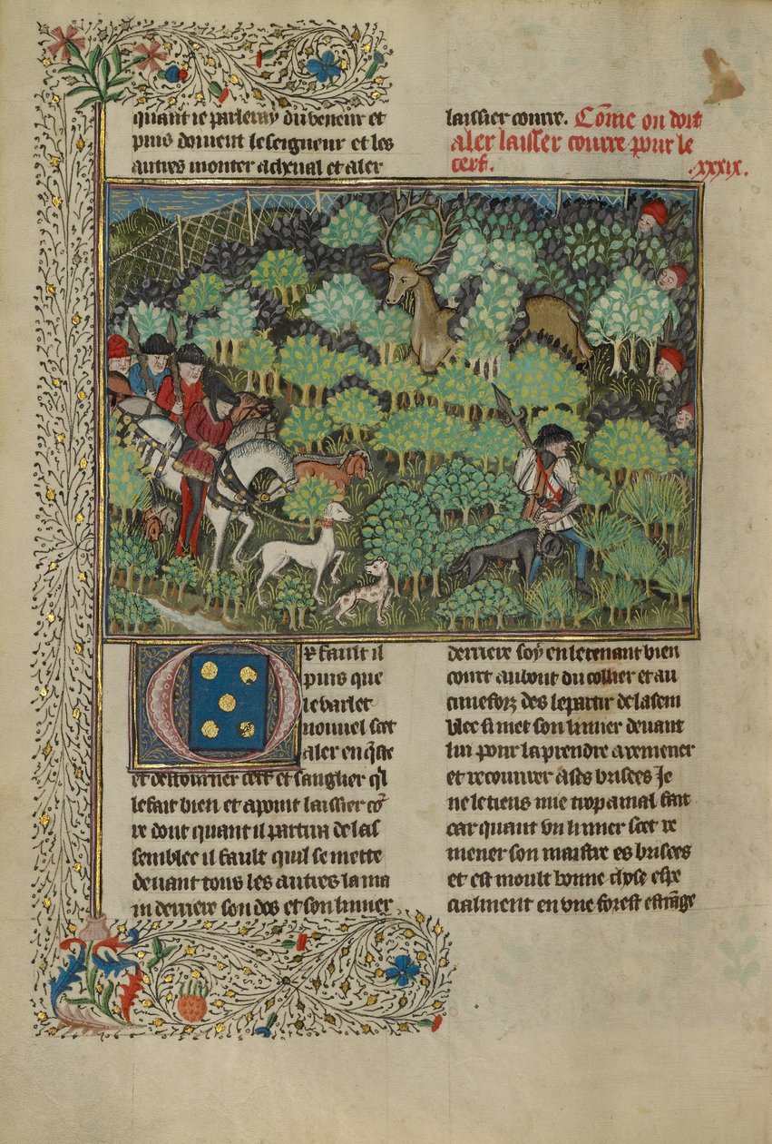 Caçadores a perseguir um veado de Unknown artist