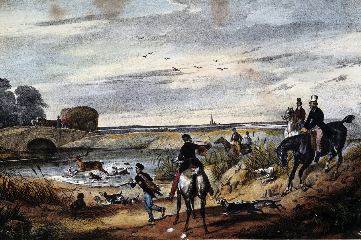Cena de Caça - Gravura Anónima, c. 1850 de Unknown artist